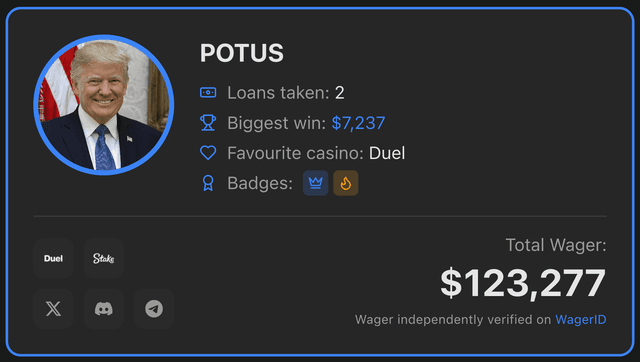 POTUS's WagerID Profile